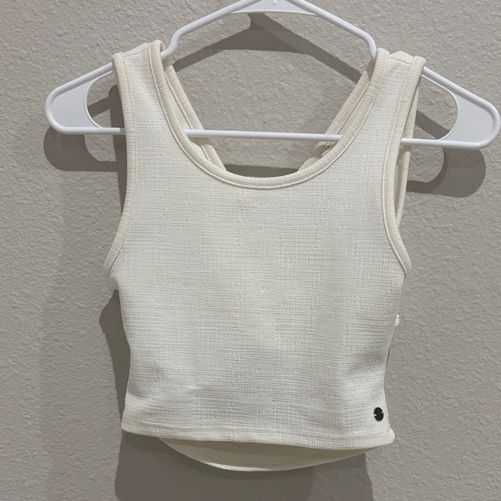Roxy Cream Ribbed Crop Tank Top